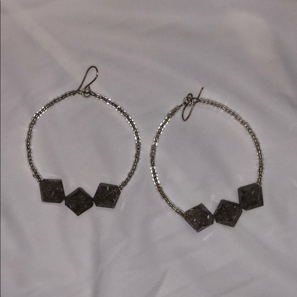Silver beaded hoops